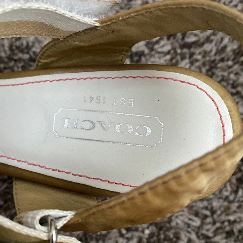 COACH Mylar Stripe Wedge Sandal Platform Heels size 8 1/2 M - Picture 7 of 10